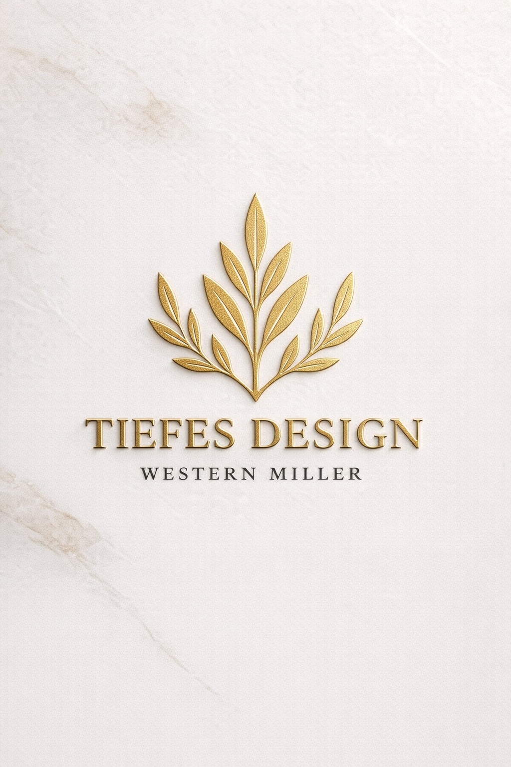 TIEFES DESIGN 金色葉冠品牌標誌